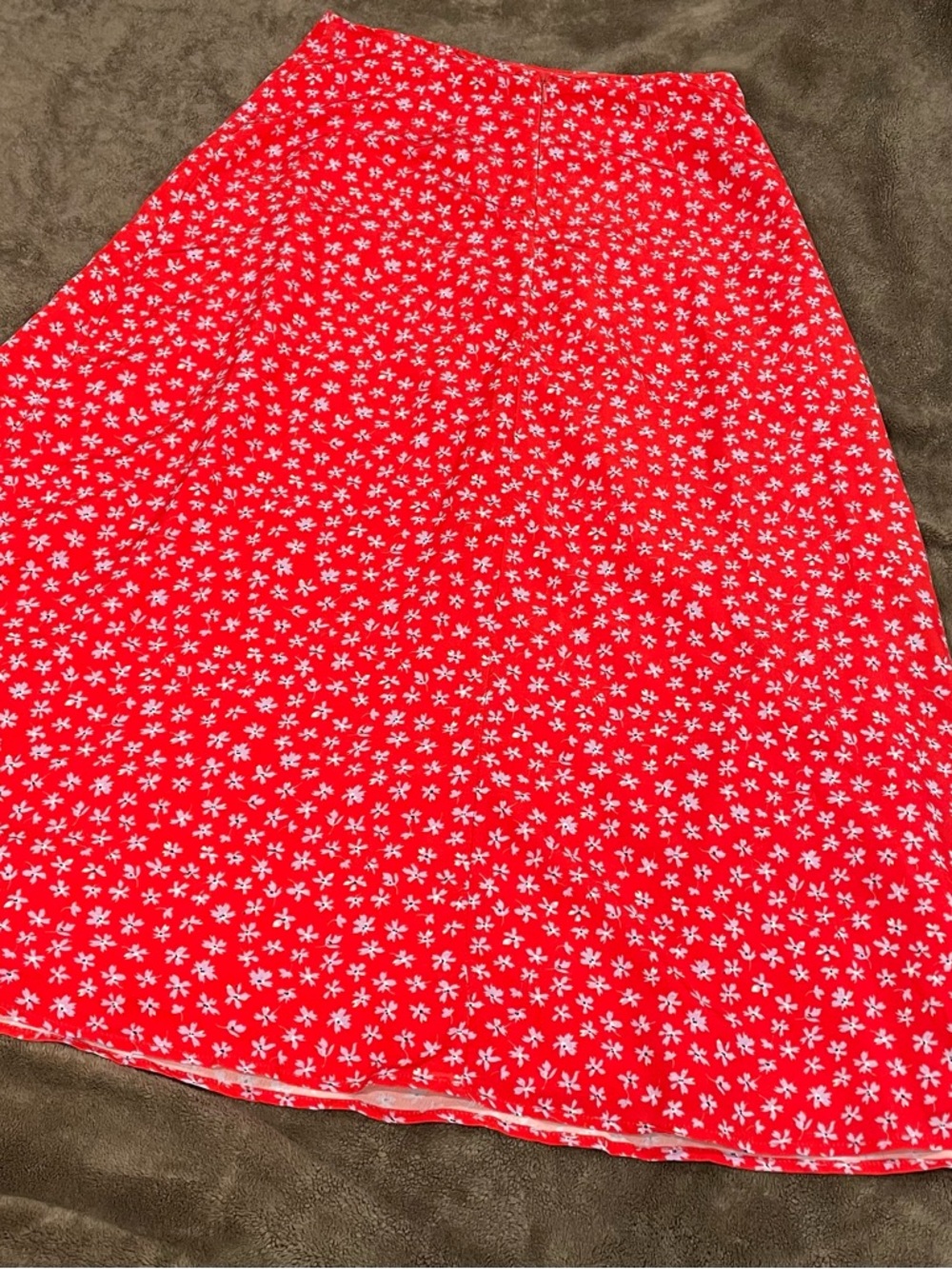 Lulu's Red A-Line Floral Midi Skirt